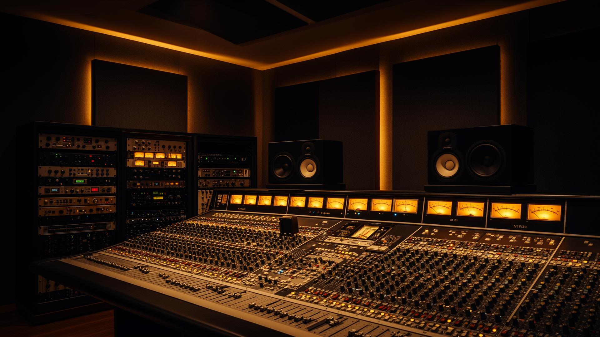 Stonecutter Studios control room with analog mixing console